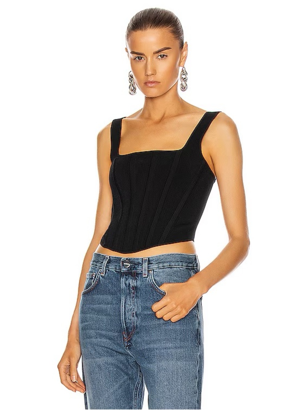 Dion Lee Black Pointelle Corset Tank Top - Black